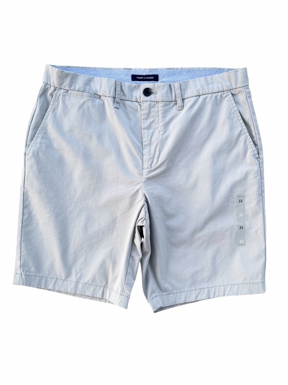 Tommy Hilfiger Pale Gray Flat Front Stretch Chino Walking Shorts ~ Men's 33